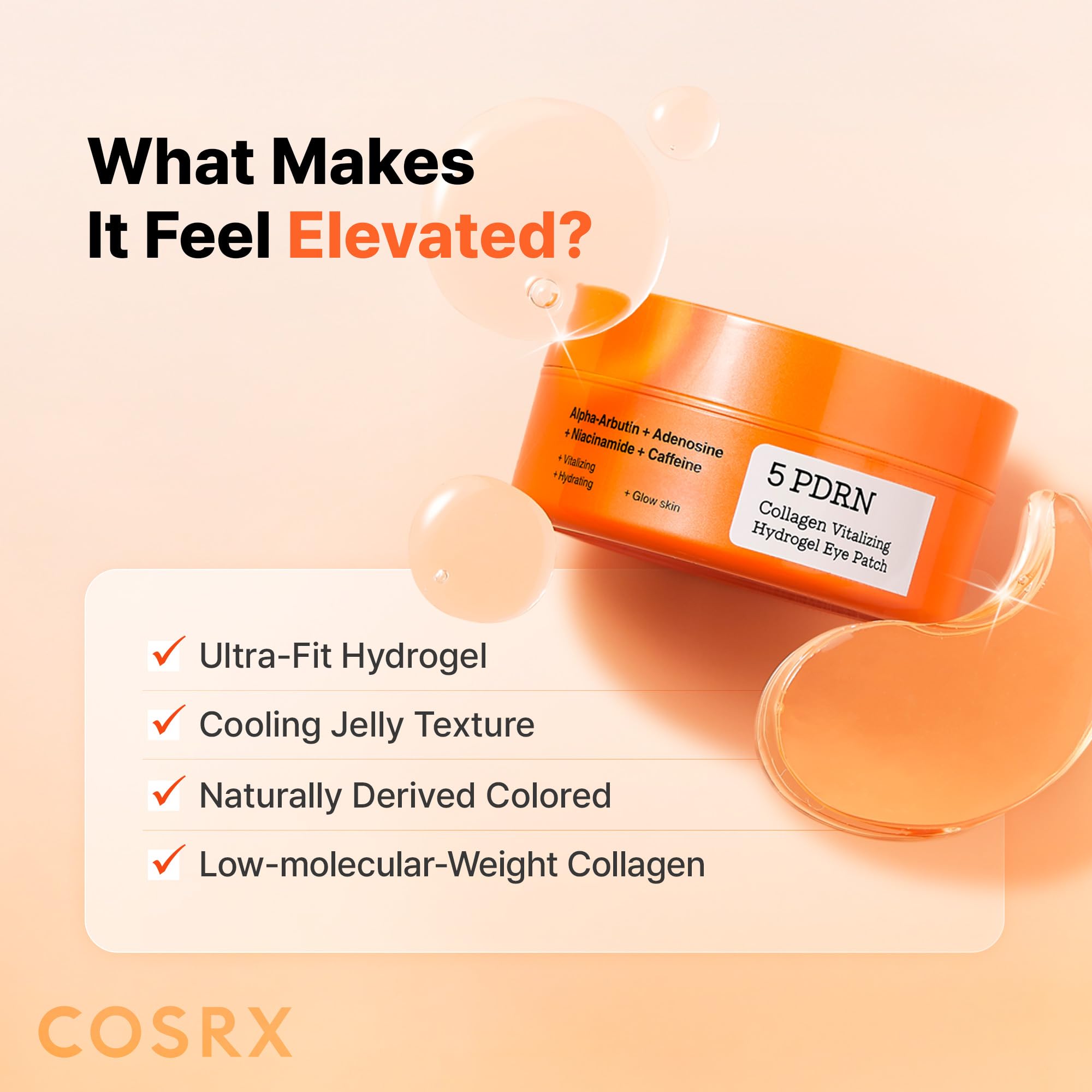 COSRX Lot de 5 patchs pour les yeux hydrogel vitalisant au collagène PDRN (60 patchs)