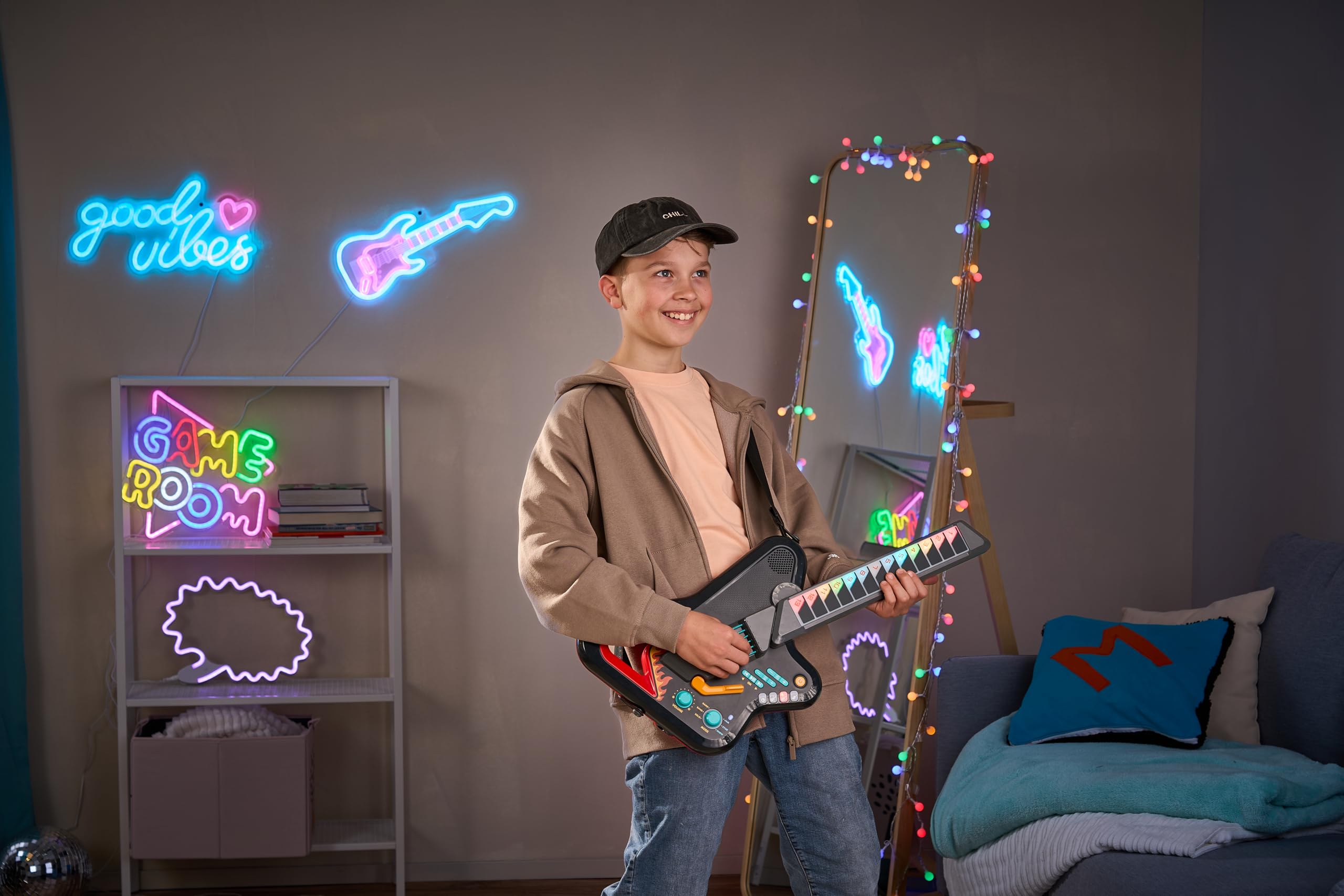 VTech - KidiGuitar Superstar, Guitarra electrónica, Juguetes Musicales para niños +5 años, Versión ESP