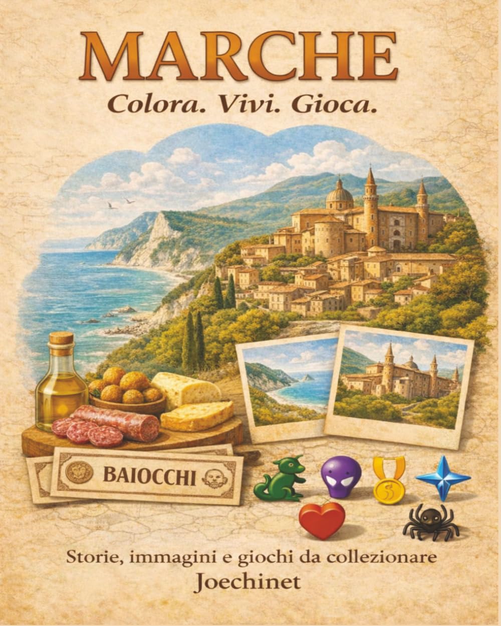 Marche: Colora, Vivi, Gioca: Libro da colorare e da vivere: racconti, illustrazioni e gioco da tavolo fai-da-te ispirato alle Marche. (Colora, Vivi, Gioca – L’Italia da scoprire regione per regione)