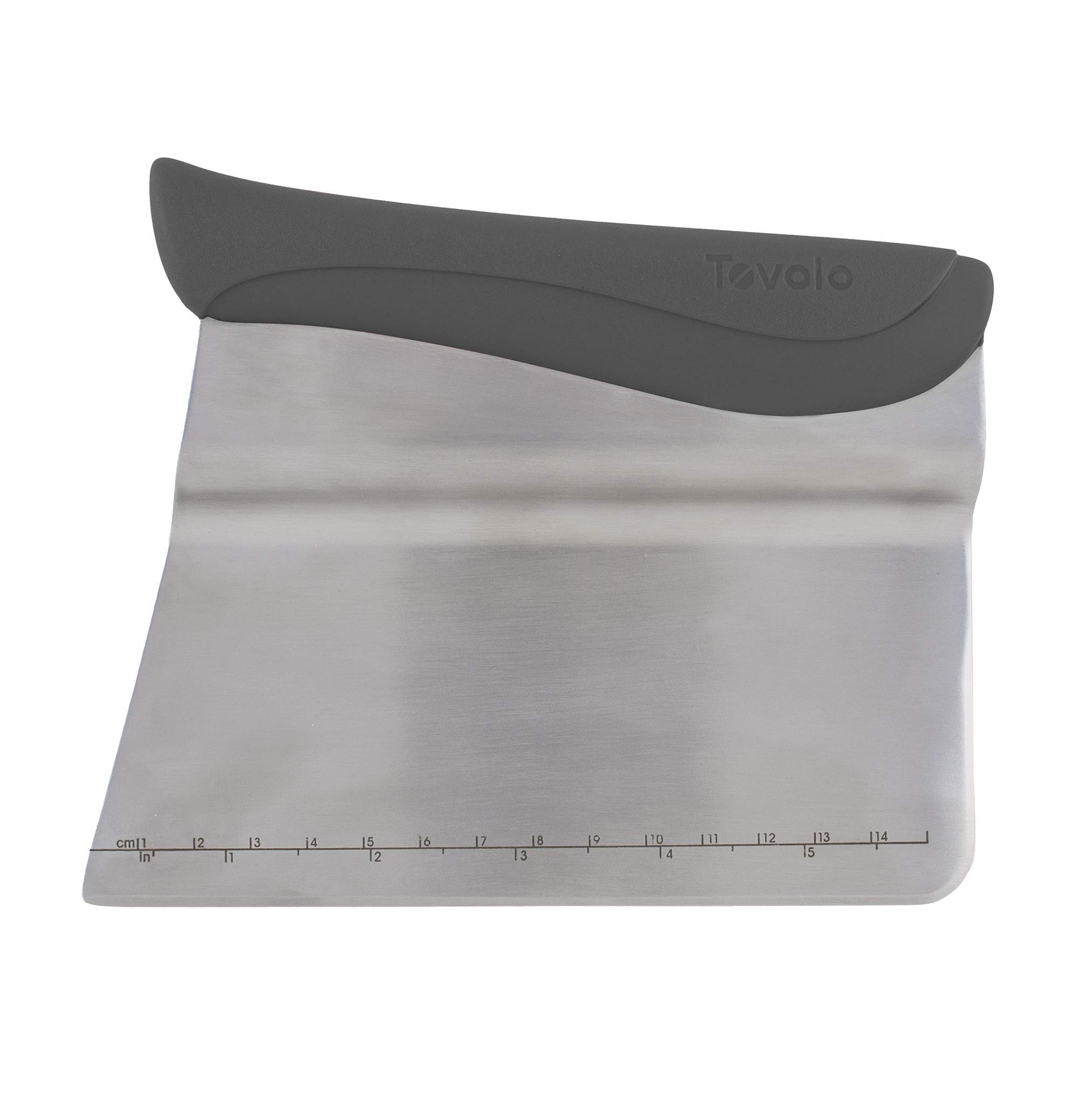 Tovolo Bench Messanleitung Teigteiler mit versetzter Klinge, Teigschaber mit Lineal, ergonomisches Backwerkzeug, spülmaschinenfest & BPA-frei, anthrazit