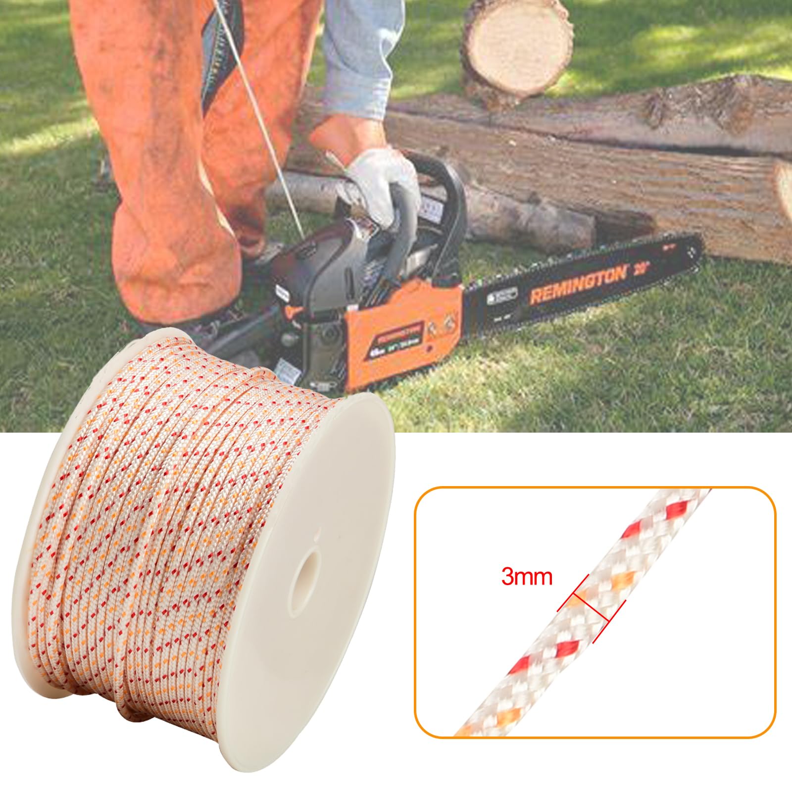 Cuerda De Tracción Para Motosierra Y Cortacésped – Diámetro 3 Mm, Poliamida, Varios Largos (1m, 2m, 5m, 10m, 100m)