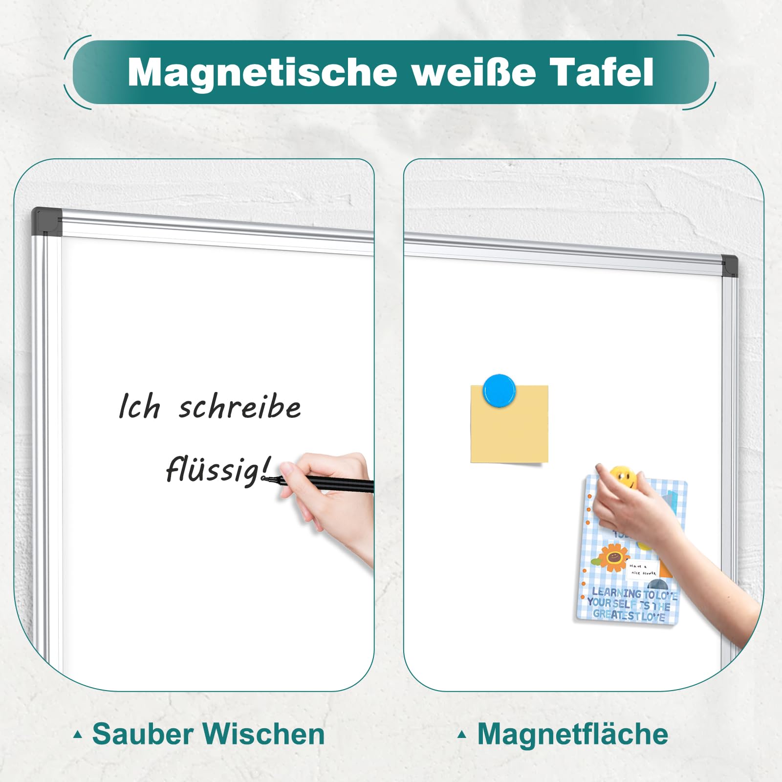 Magnetisch Whiteboard 57x90 Cm Met Aluminium Frame | Magneetbord Met Pennenbakje En Accessoires