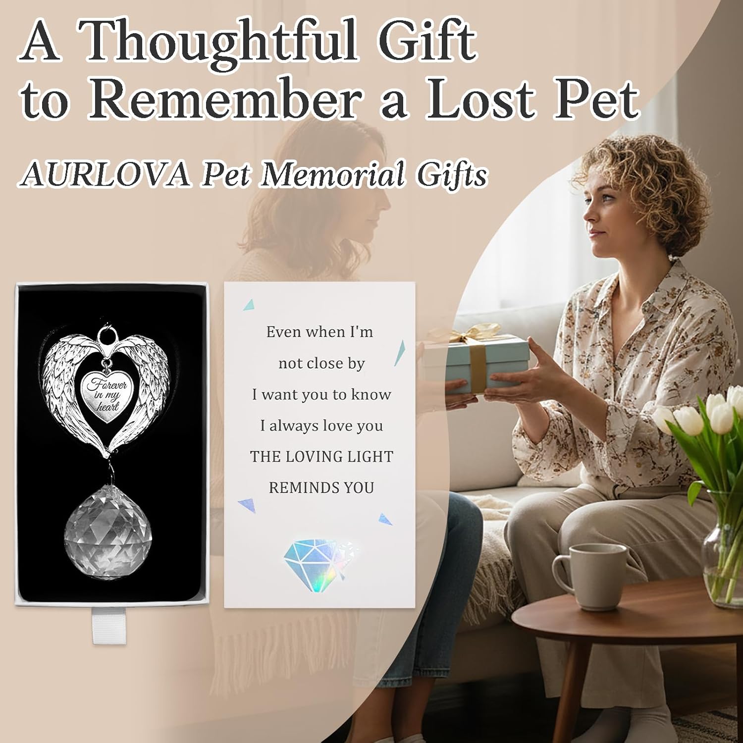 Pet Memorial Gifts for Dogs, Pets Loss Sympathy Gift, Dog Memorial, Pet Bereavement Remembrance Crystal Suncatcher Gifts - Image 2