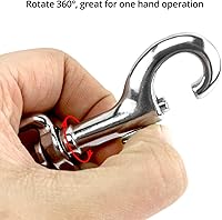 Vista 3 de QWORK Gancho giratorio de 3-1/2 pulgadas, 2 unidades, acero inoxidable 316 de un solo extremo, clips de gatillo para buceo/correa