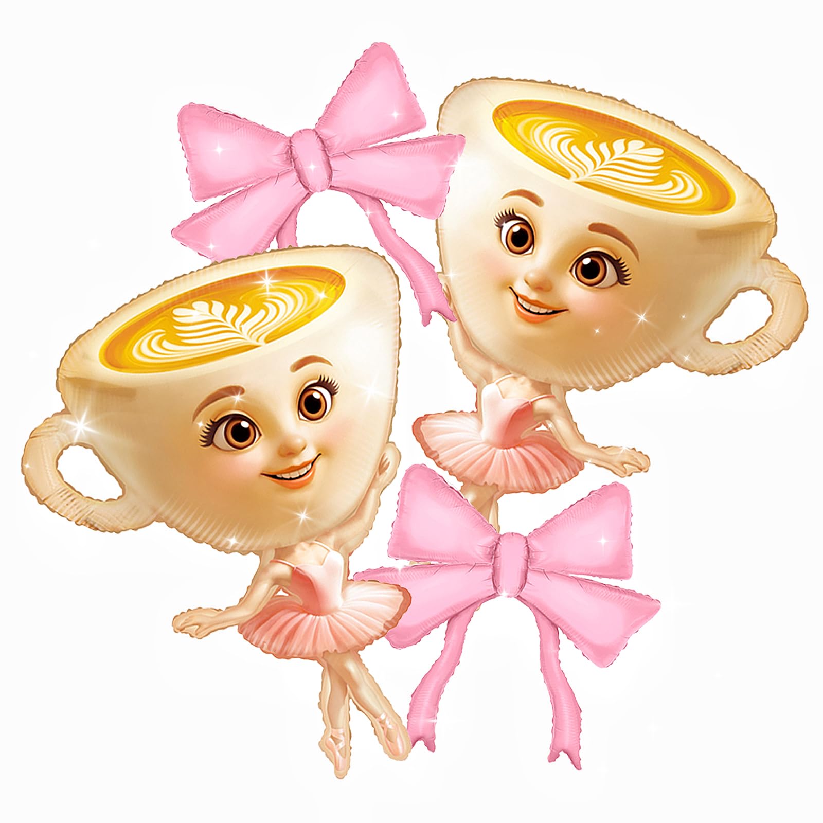 4 Pcs Brainrot Birthday Decorations/36in Ballerina Cappuccina Foil Balloons/Tralalero Tralala Absurd Quirky Coffee Head Dance Girl/Thanksgiving Day,