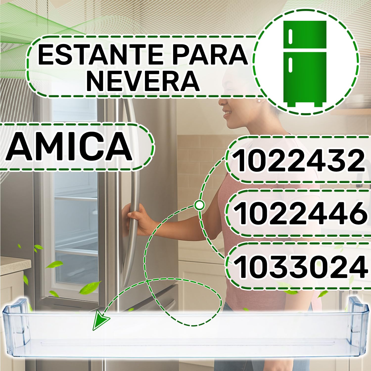 ONIX TECH Estante Puerta Frigorifico 432 х 75 x 55 mm con Código Original 1022432 1022446 1033024 para Amica - Garantía de 5 Años