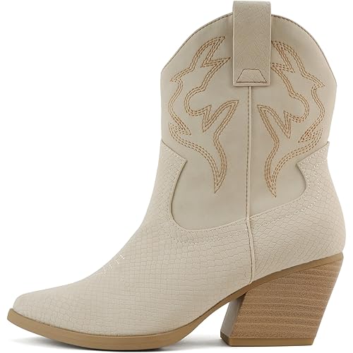 Soda “BLAZING” ~ Women Western Bootie Pointe Toe with Low Heel (Wide Fit Available)