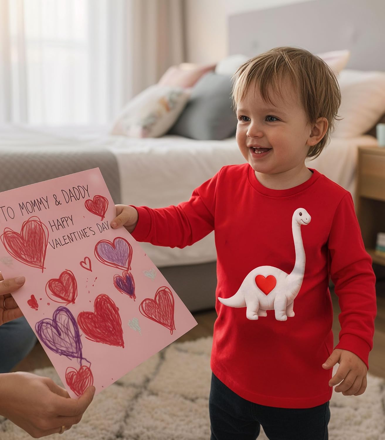 Tstars Kids Tractor and Digger Poppin Valentine's Day Shirt - Funny Heart Dab Long Sleeve Tee for Toddlers Boys and Girls