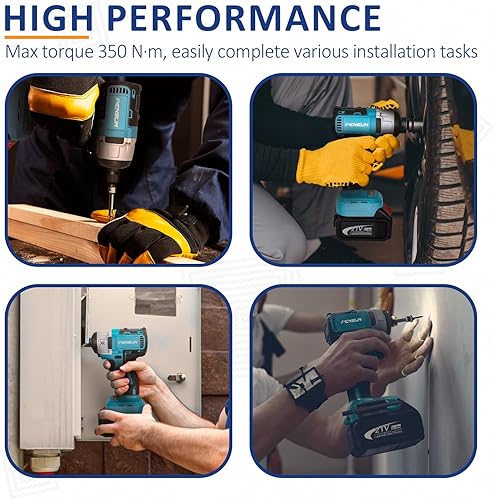 Miniatura 7 de PENSUN Llave de impacto inalámbrica con luz de trabajo, 3000 RPM y par máximo de 260 pies-libras, llave de impacto sin escobillas, pistola de