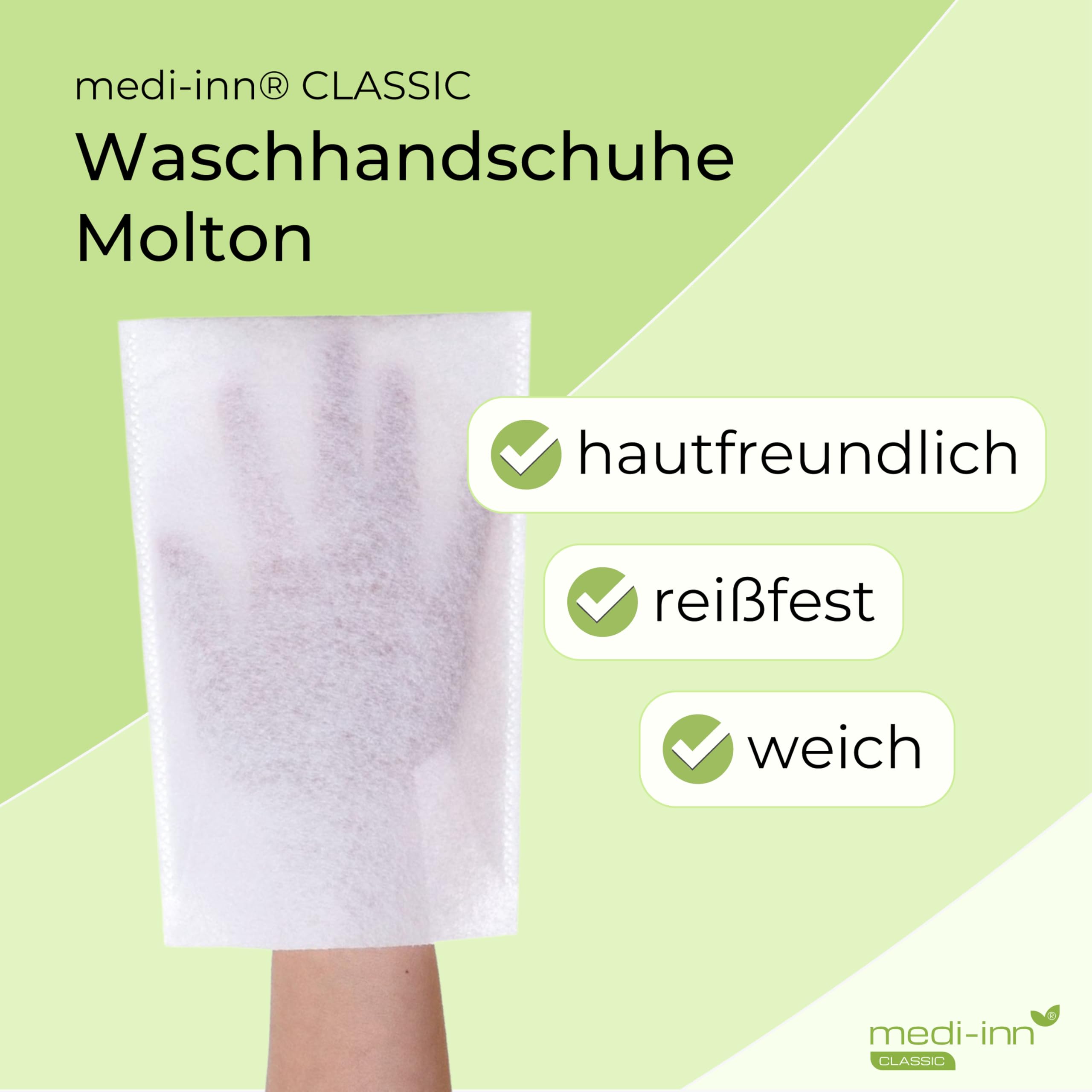 Medi-Inn Einmal-Waschhandschuhe Molton weiß, 20 x 50 Stück – 75 g/m², 22 x 15 cm, latexfrei, für Pflege & Babypflege