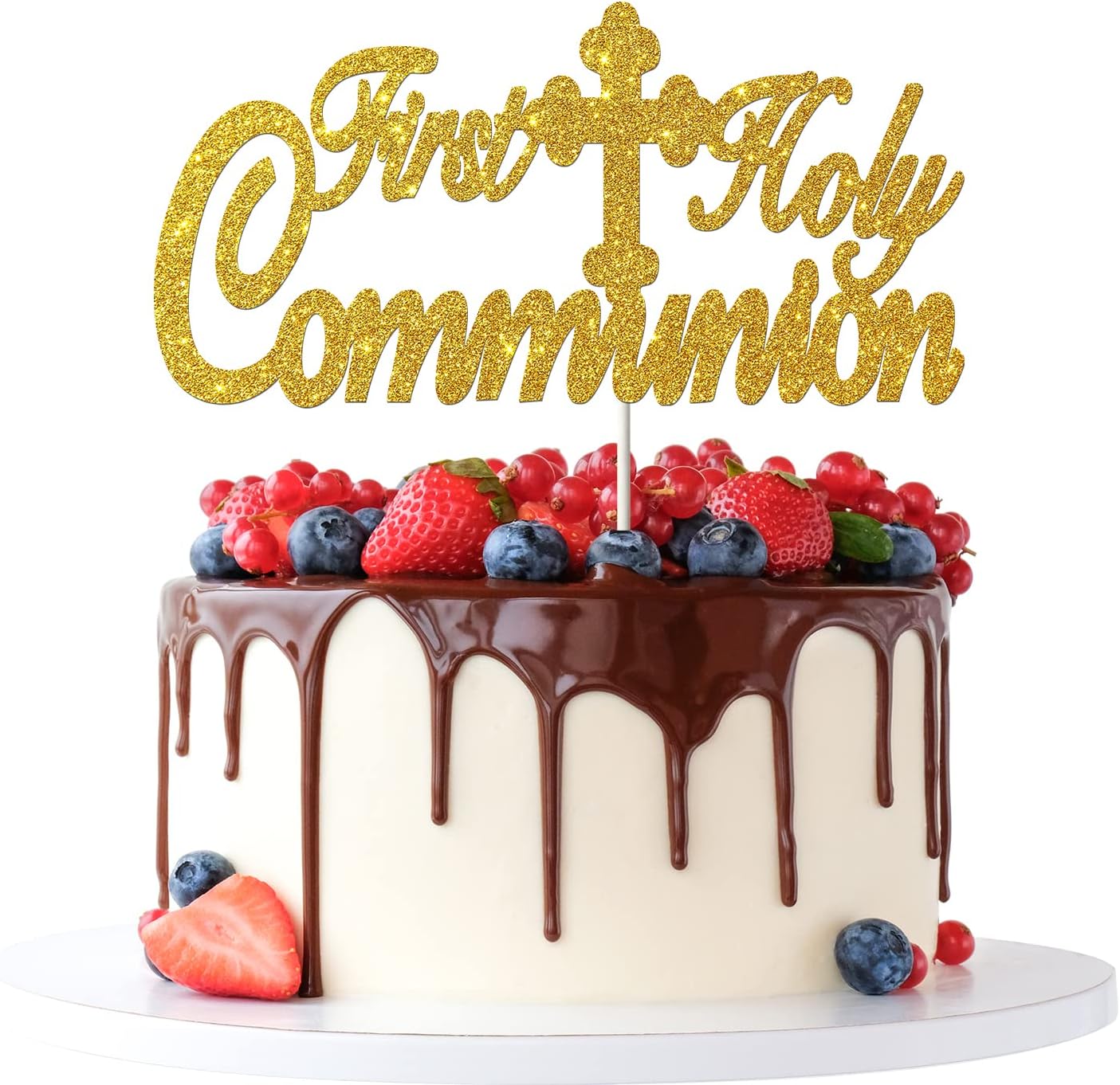 Gold Glitter First Holy Communion Banner – Taufdekoration Für Jungen & Mädchen, Zum Selbst Zusammenfädeln, Inkl. Nadel | Konfirmation/Bautizo
