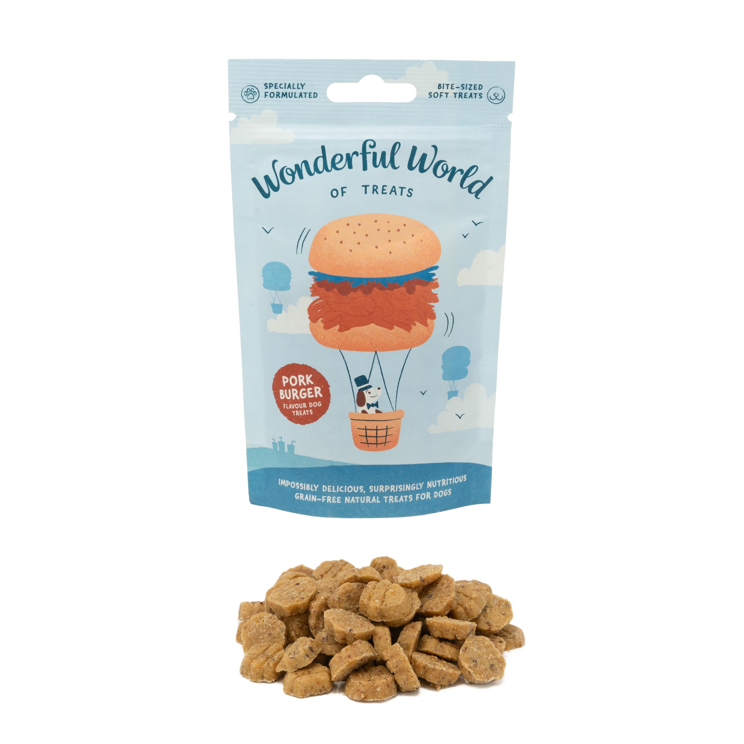 Wonderful World Of Treats Pulled Pork Burger Dog Treats - Grain 50G