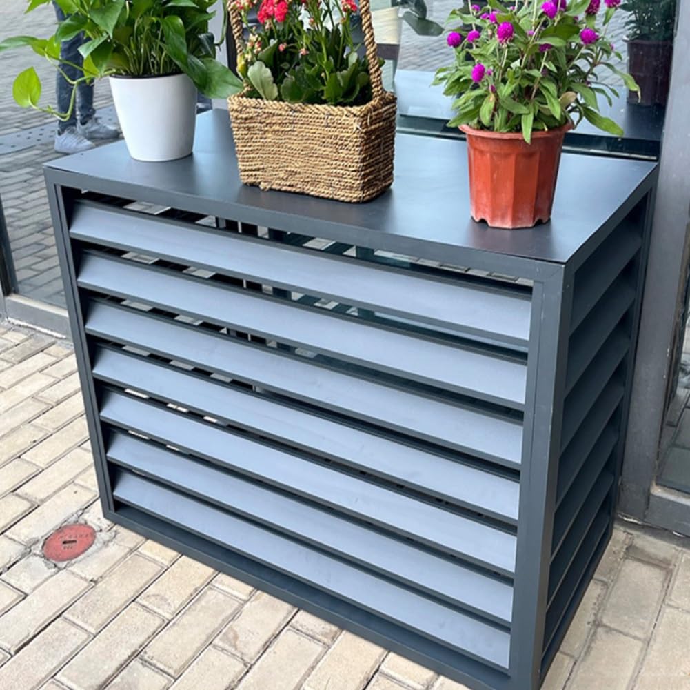 Aluminiowa Osłona Klimatyzatora do Jednostek Zewnętrznych, Ekran Prywatności Chłodnicy do Domu, Stojak na Kwiaty Roślinne (Color : White, Size : 110x80x60cm)