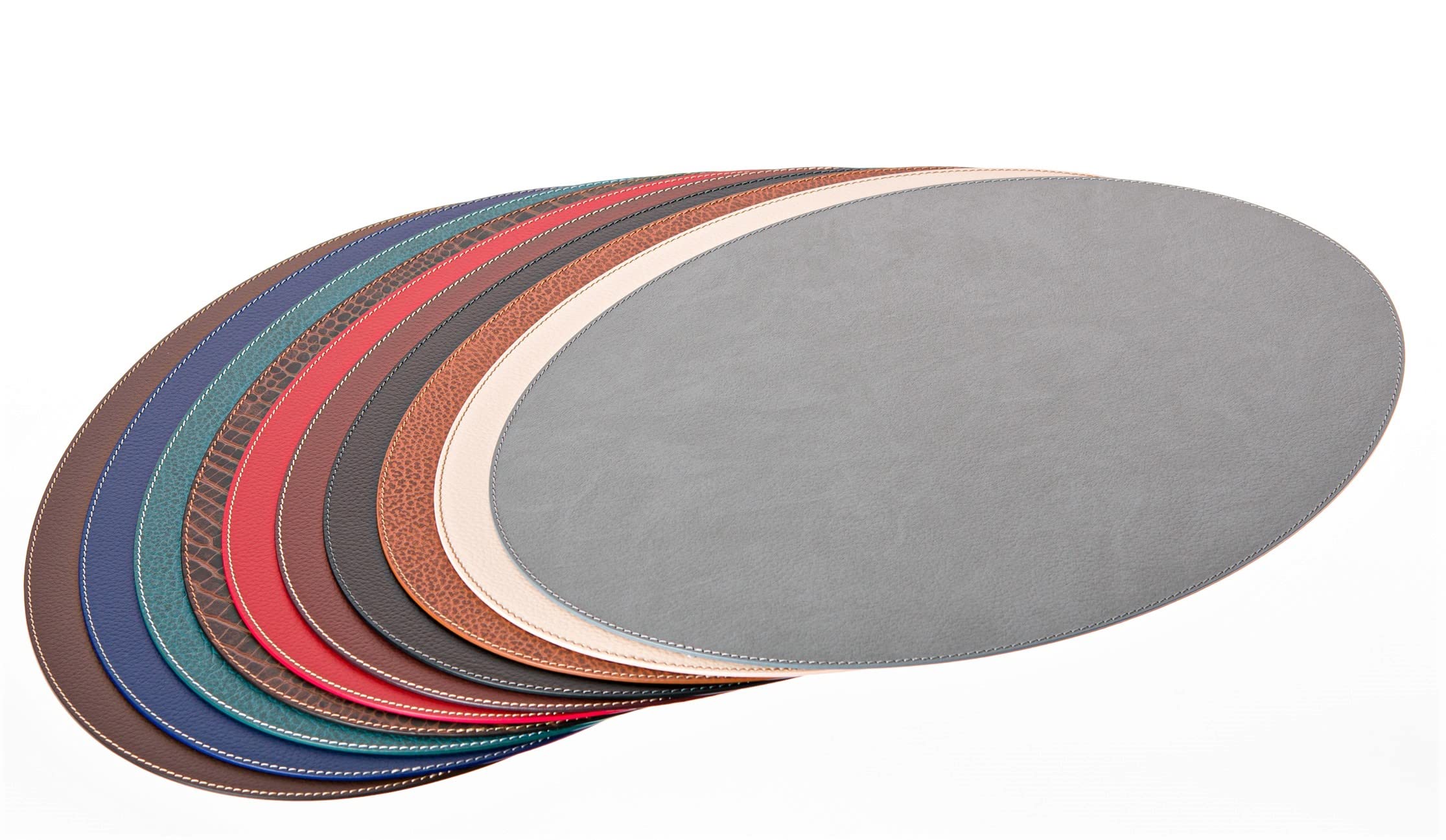 Nikalaz Manteles individuales ovalados de piel reciclada, 4 unidades, 45,7 x 33 cm (gris sucio)