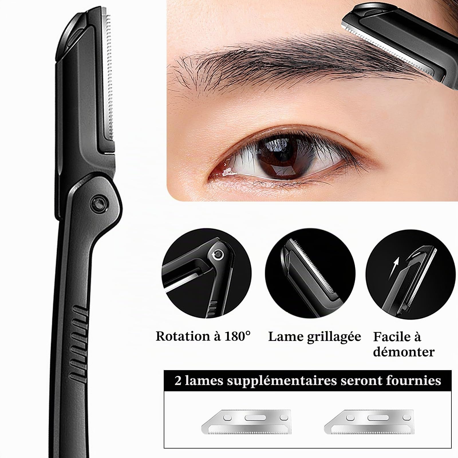 Kit de Coupe des Sourcils 11 Pcs - Outils Professionnels Avec Pince à Épiler, Pincettes, Rasoir, Pinceau, Ciseaux Pour Cils et Autres Soins de Beauté