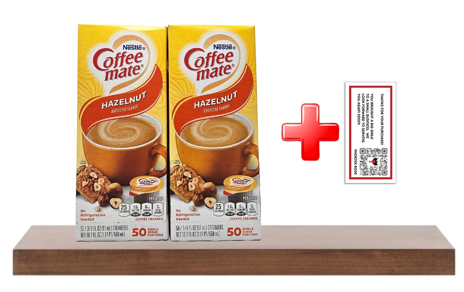 Nestle Non-dairy Hazelnut Liquid Creamer Singles - 50 Count Box (Pack of 2) and Exclusive Phoenix Rose Fridge Sticker