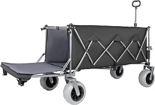 67 in Extra Long Folding Beach Wagon with Extendable Tailgate, 500 lb Capacity, Collapsible Utility Wagon with 9 x 4 in All-Terrain Wheels, Brakes, Adjustable Handle and Storage Pockets