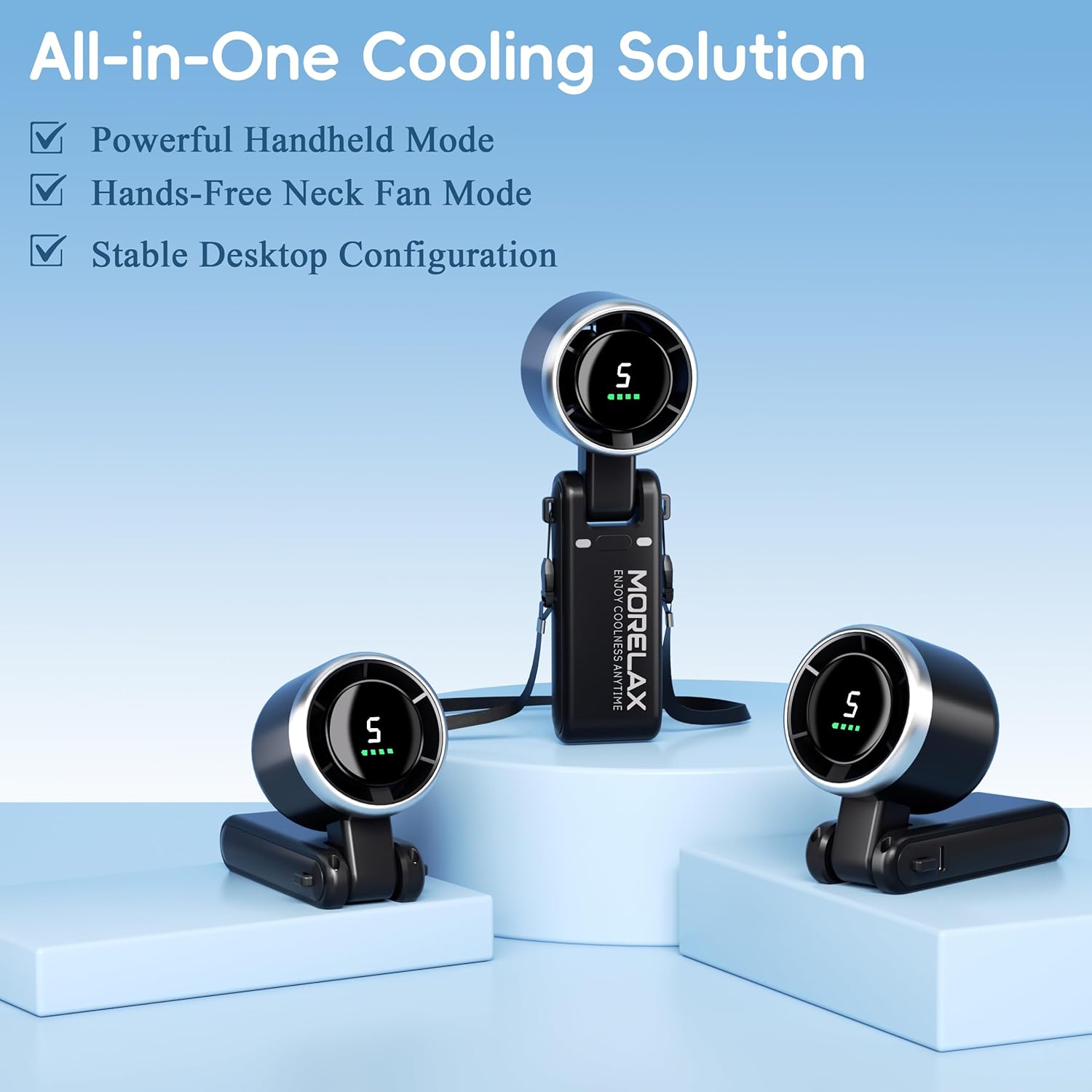 Jancane Personal Handheld Fan,High-Speed Turbo Fans,5-Speed with LED Display,Powerful Motor,4000mAh,USB Rechargeable Portable Cooling Fan for Outdoor Activities,Travel,Working,Black - Image 4