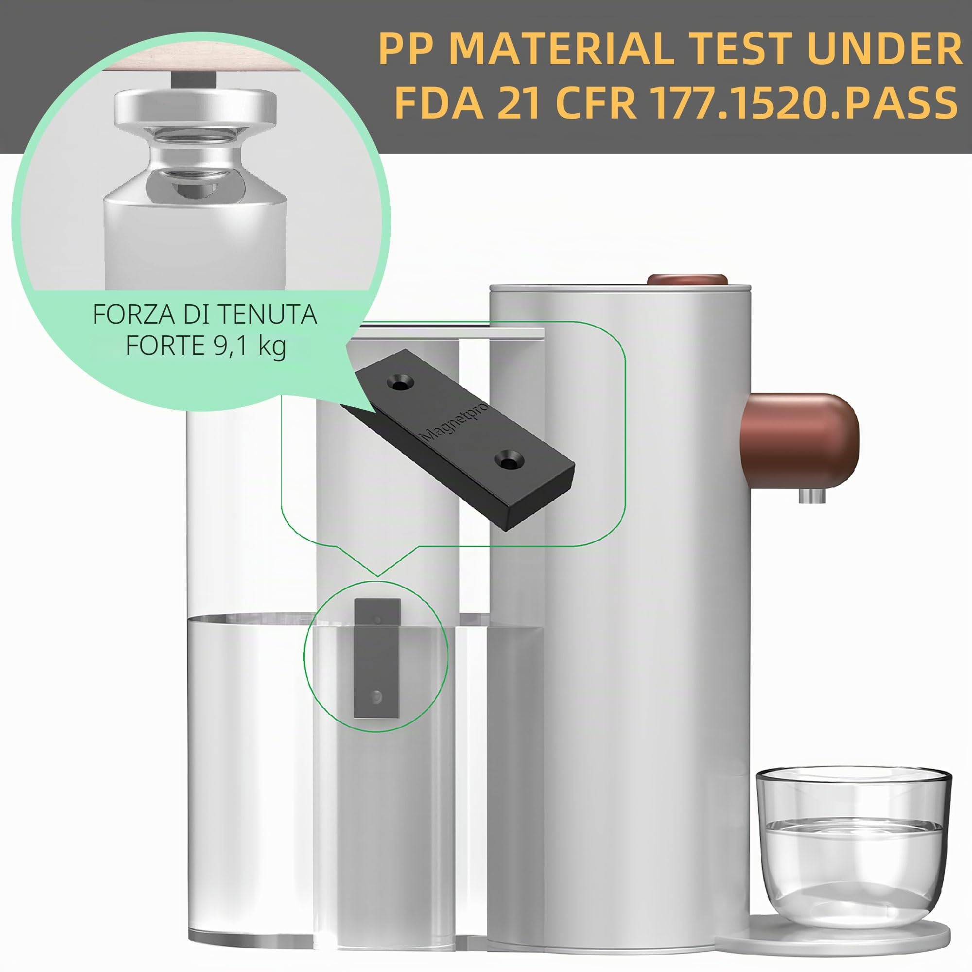 Magnetpro Magneti rettangolari rivestiti in PP 9,1 kg, dimensioni della forza 5,1 x 1,9 x 0,8 cm, guscio per uso alimentare, antiruggine e impermeabile, magneti multiuso per casa per esterni