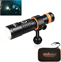 Vista 1 de ORCATORCH D530V 1200 lúmenes de luz de video subacuática, linterna de buceo de haz súper ancho de 120°, 2 modos con rótula ZJ18, IP68 impermeable