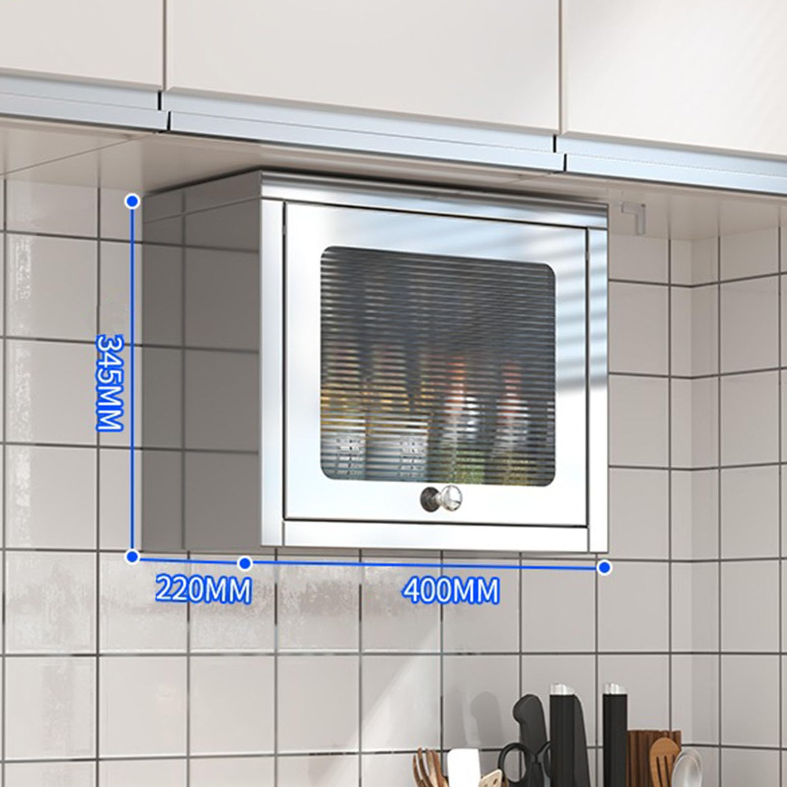 Armario de pared de acero inoxidable con puerta abatible, armario de cocina que ahorra espacio, estante de almacenamiento versátil para garaje, sala de herramientas, hotel y cantinas