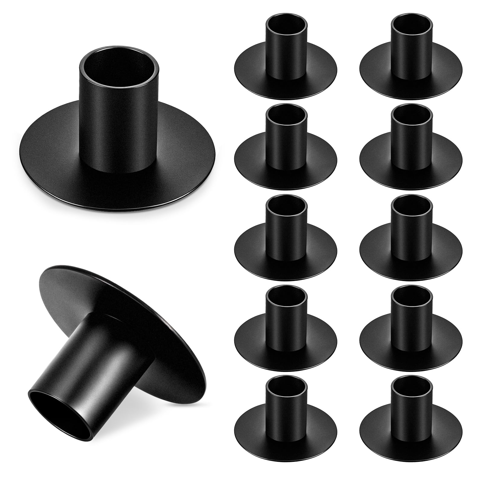 Photo 1 of 12Pack Black Taper Candle Holder Retro Mini Candle Stick Holders for Table Centerpiece Home Decor Party Wedding Anniversary