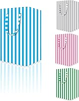 Vista 9 de Cesta grande para la ropa sucia, 75L impermeable, cesta plegable con asas extendidas para ropa en el dormitorio familiar (rayas verticales grises)
