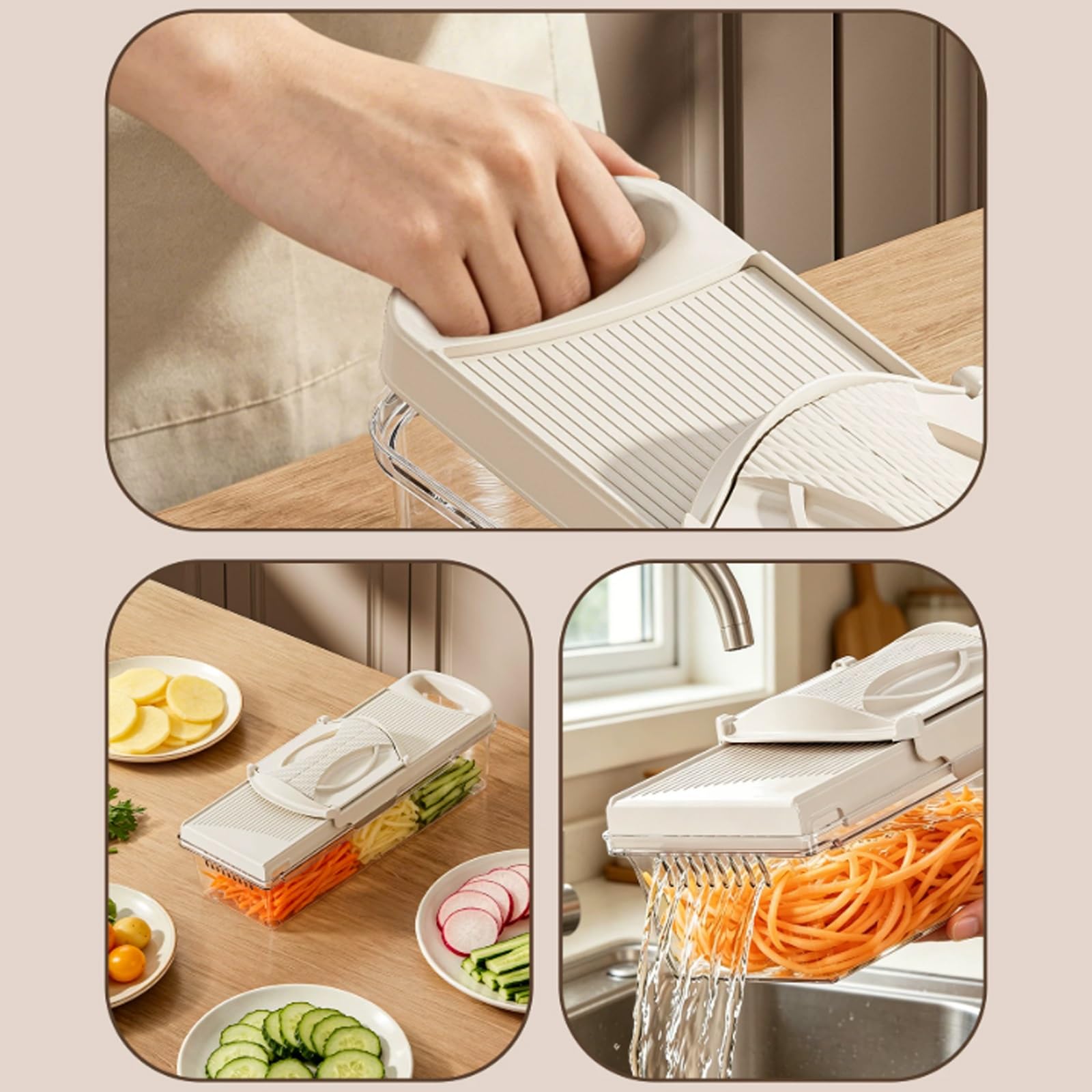 Multifunktionale Zwiebelschneider Manuell, Multifunktionaler Zwiebel Zerkleinerer, Verbreiterter Handschutz, Spart Kraft und Schützt die Hände, Küchenhelfer für Hobbyköche