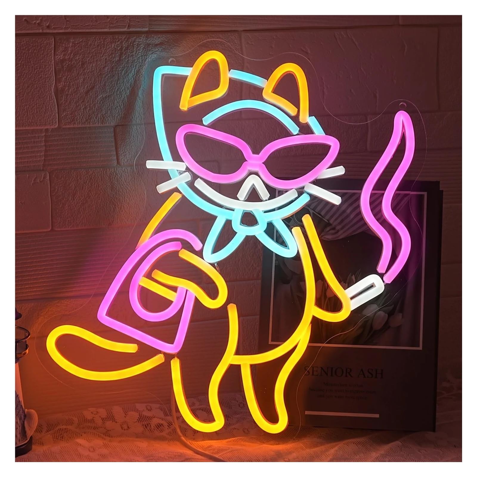 Wiszące neony artystyczne Neonowa Tablica Z Napisem Smoking Cat Light Dimmable USB Powered For Hotel Bar Home Room Farmhouse Wall Decor 33cmx33.5cm