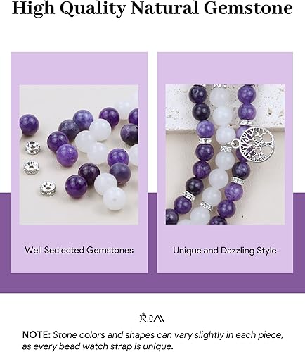 Miniatura 41 de JR.DM Natural Stone Beaded-Bands Women Compatible with Apple Watch Series 11 10 9 8 7 6 5 4 SE 3 2 1 Fashion Stretch Handmade Bracelet Fancy Boho