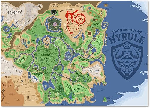 Póster de anime con diseño de lágrimas del reino con mapas, impresión HD, lienzo, pintura de pared para sala de estar, dormitorio, oficina,