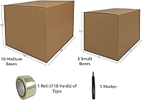 Vista 5 de uBoxes 1 Room Economy Moving Kit, 15 Boxes, Moving and Packing Supplies (ECOBASICKT01), Brown