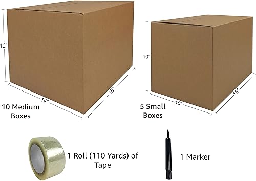 Miniatura 5 de uBoxes 1 Room Economy Moving Kit, 15 Boxes, Moving and Packing Supplies (ECOBASICKT01), Brown