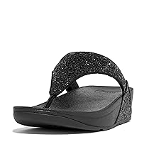 Fitflop Lulu Glitter Toe-Thongs, Sandali a Punta Aperta Donna, Nero Black Glitter 339, 40 EU