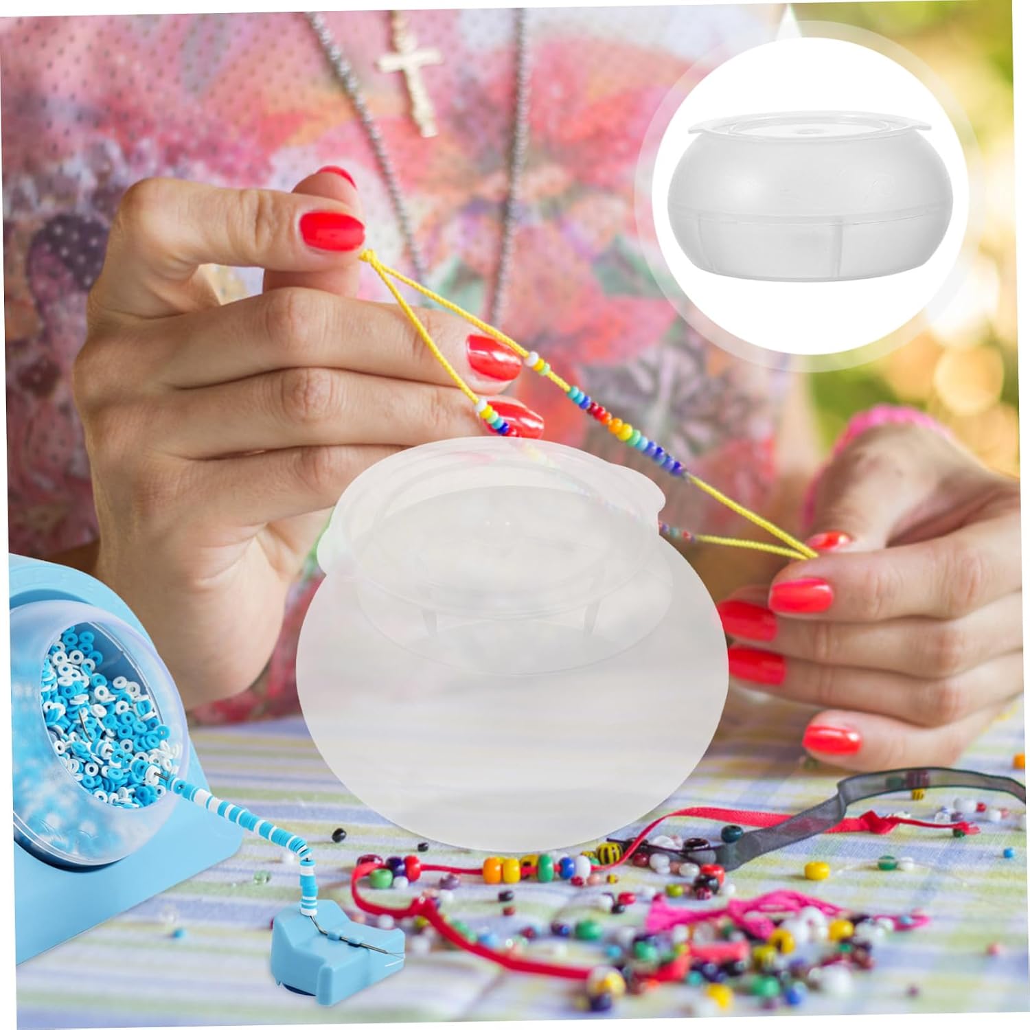 JEWEDECO Bead Holder DIY Beading Bowl Durable Plastic Beading Tool for Jewelry Making Easy to Use Crafting Accessory for DIY Lovers for Accessories