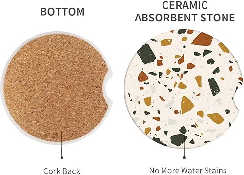 Miniatura 2 de Britimes Posavasos absorbentes para automóvil, paquete de 2 unidades, para portavasos de cerámica, piedra de cerámica de 2.56 pulgadas y base de