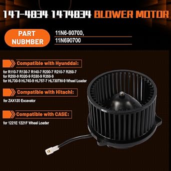 PANGOLIN 11N6-90700 Blower Motor 24V for R210LC-7 R210-7 R200-7 Excavator | 11N690700 Blower Fan Motor for R110-7 R215-7 R140LC-7 R250-9 R320-9 R140W9S ZAX120 Spare Parts
