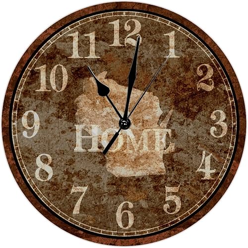 Wisconsin State - Reloj de pared rústico Estados Unidos Wisconsin reloj de pared de 15 pulgadas funciona con pilas silencioso sin tictac antiguo