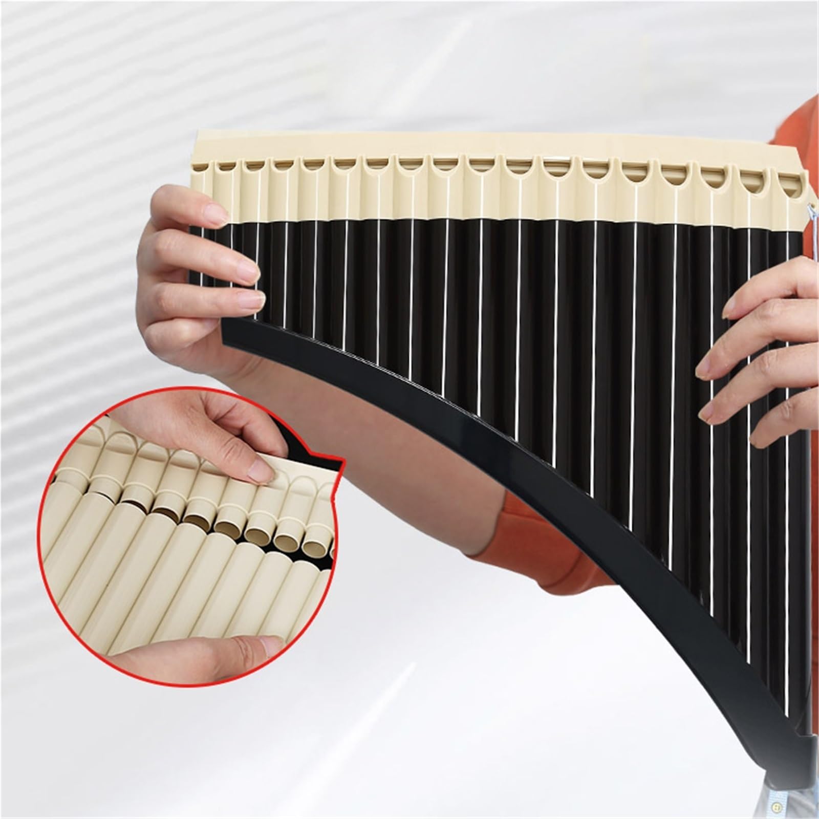 Pan Pipes Flauto Di Pan A 18 Canne Con Accordatura A C. Flauto Di Pan Curvo Di Livello Prestazionale Professionale Per Principianti(B,18)