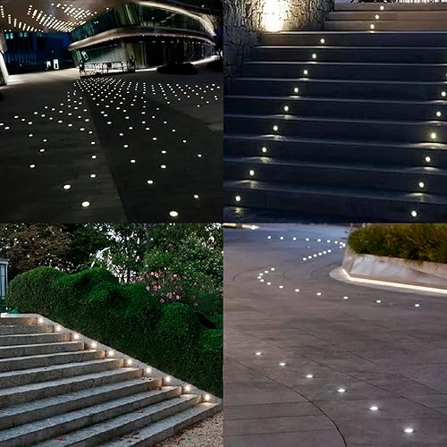 Miniatura 8 de HHTUN Luces LED de pozo en el suelo, 1W 12V-24V DC, IP67 impermeable enterrado subterráneo iluminación de paisaje al aire libre, blanco cálido 3000 K