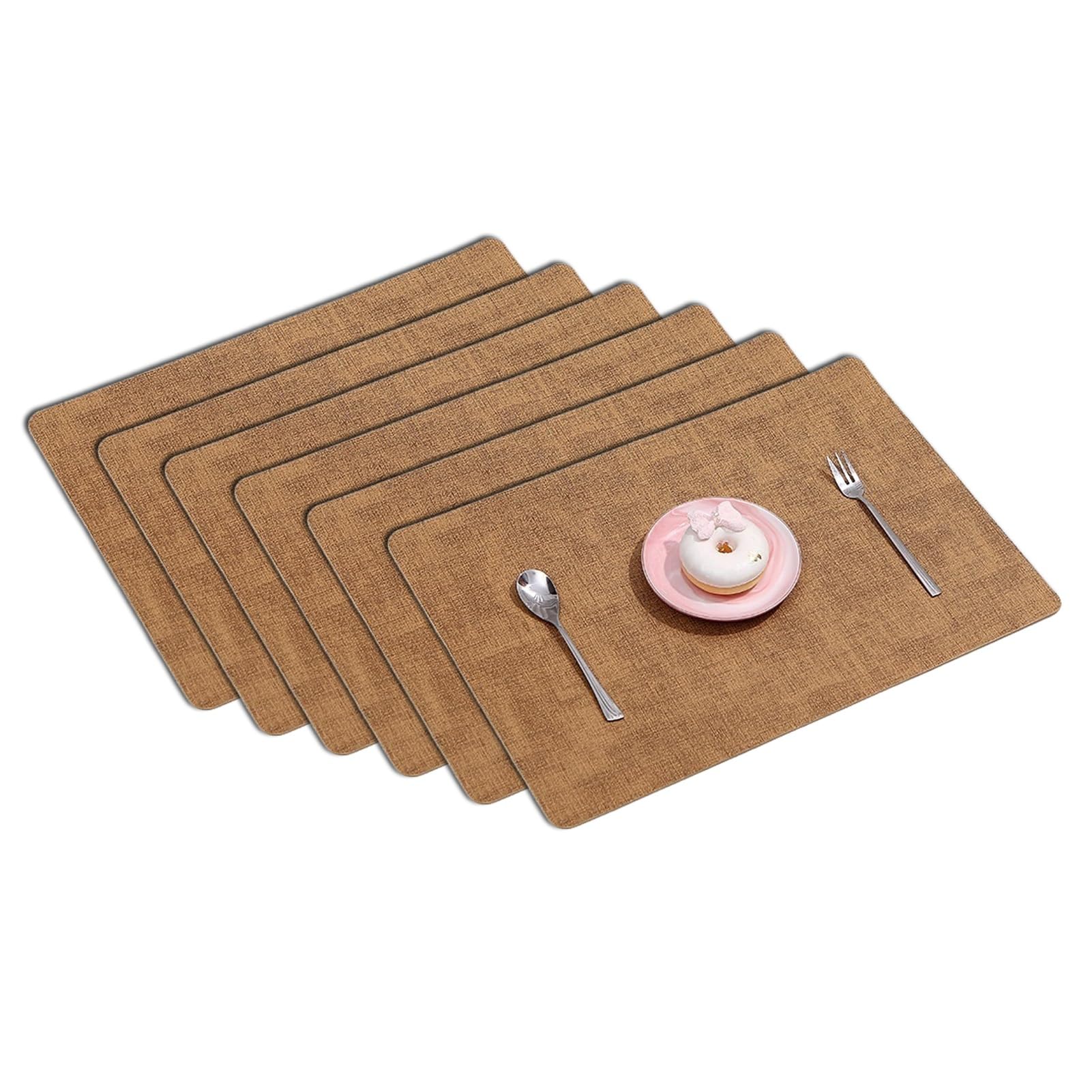 Tovagliette americane bifacciali, set da 4/6 tovagliette americane in similpelle, resistenti al calore, lavabili, for cucina, sala da pranzo e feste(Yellow,Set of 6)