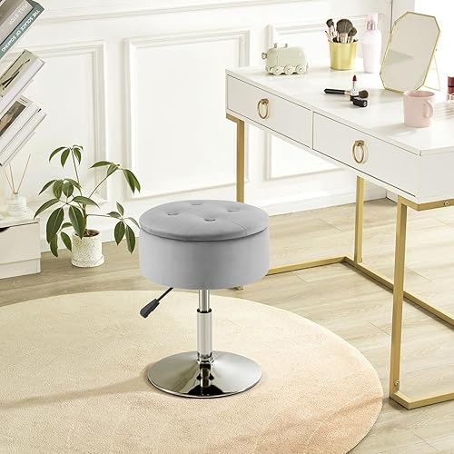 Miniatura 2 de Silla de tocador para sala de maquillaje, taburete de tocador redondo de terciopelo otomano, silla de maquillaje copetuda, taburetes de tocador para