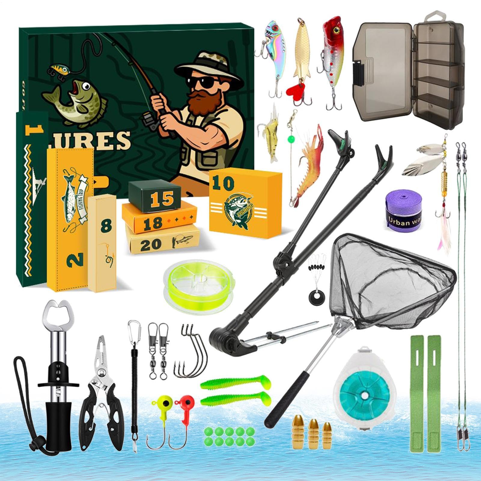 Calendario De Adviento Para Pesca 24 Días De Accesorios De Pesca Para | Adviento de Equipo de Pesca Navideño Para Adultos Adolescentes Chicos Pescadores Hombres