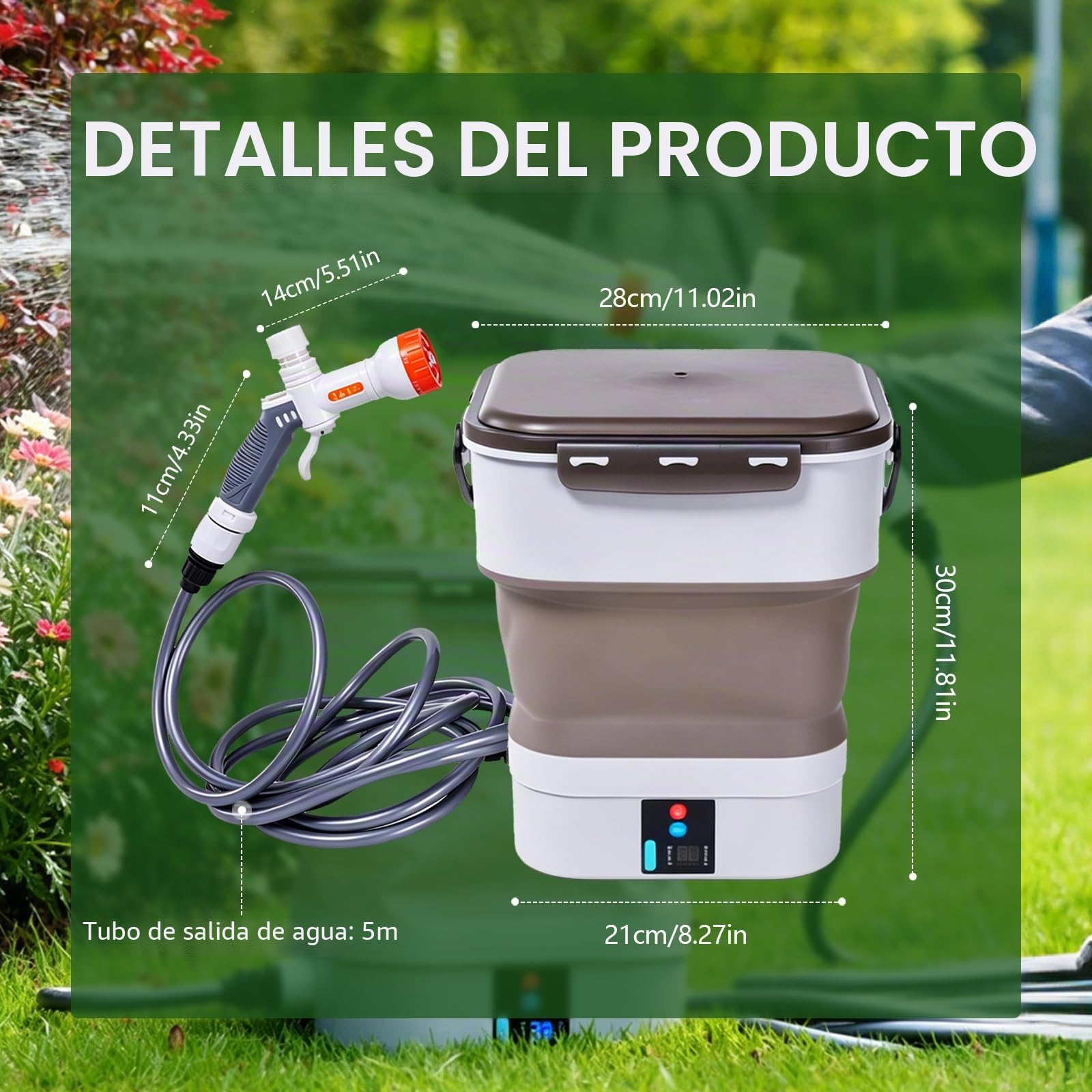 Limpiadoras a Presión Portátil, Inalámbrico Hidrolimpiadora Móvil Plegable con 5 Modos de Pulverización, Depósito de Agua:12L, Pulverizador Eléctrico Multifunción a Presión para Camping y Jardín