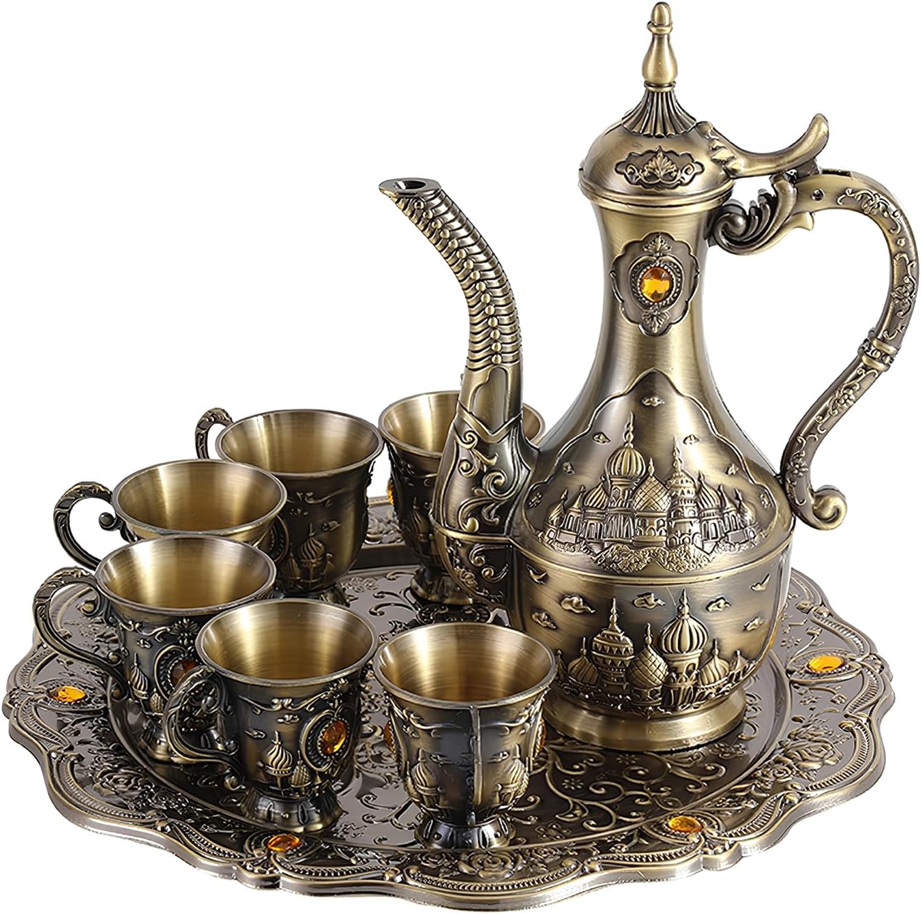 Easy to Bronze Zincs Alloy Wine Accessories Set Multifunctional Coffee Pots Cups for Parties Formal Entertaining Wine Tool