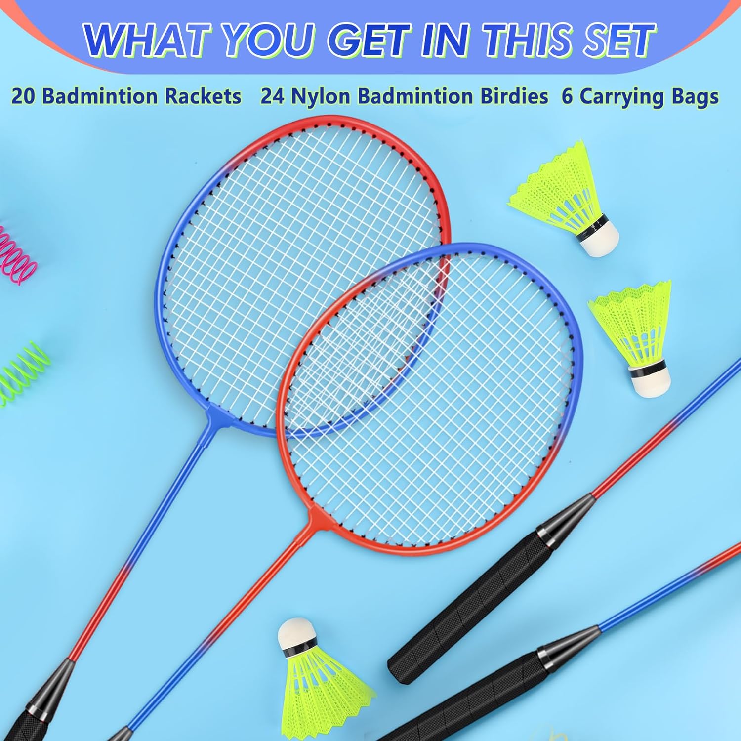 Badminton Rackets shuttlecocks and Carrying Bags, Sturdy Lightweight Badminton Rackets Racquet for Adults Beginners Indoor Outdoor Backyards