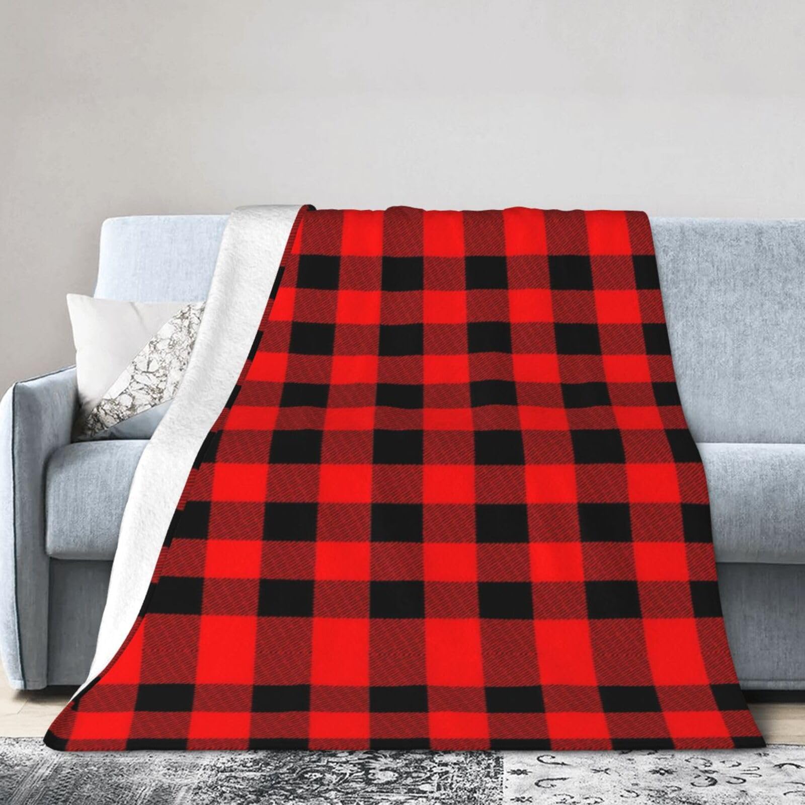 ERTDFXCV Plaid Buffalo Style Blanket 50"x40"