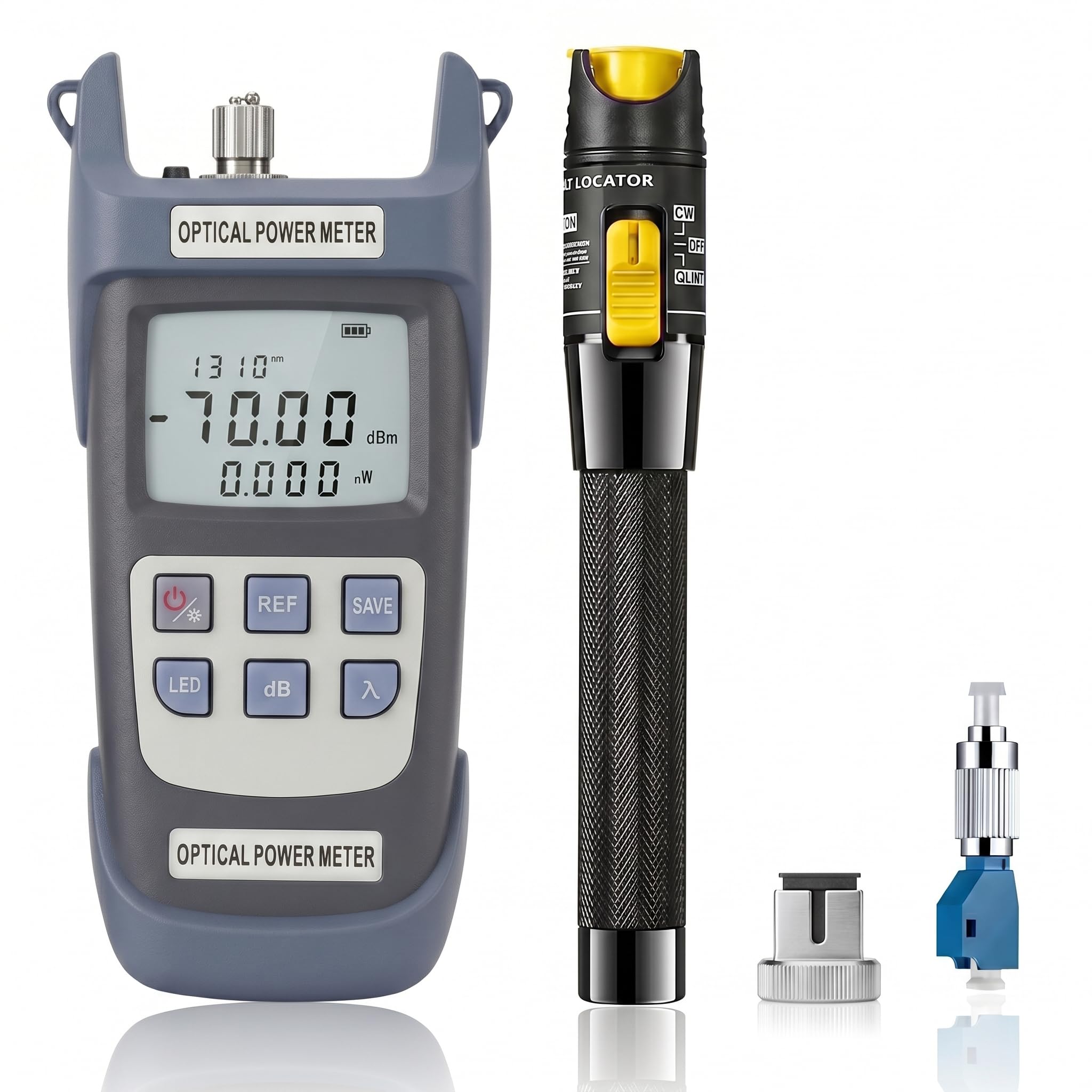 Optisches Leistungsmessgerät OPM -70 ~+10 dBm &50MW-Sichtfehlerortungsgerät | FTTH-Glasfaserkabel-Tester-Set, FC-Stecker auf LC-Buchse Adapter im Lieferumfang enthalten