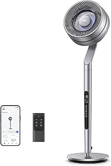 Pedestal Fan with Smart Control, 40-44" Adjustable Height, DC Quiet Fans for Bedroom, 120°+85° Omni-Directional Oscillating Fan, 100ft Airflow, 10 Speeds, 6 Modes, 12H Timer, 23db, Wi-Fi/Voice