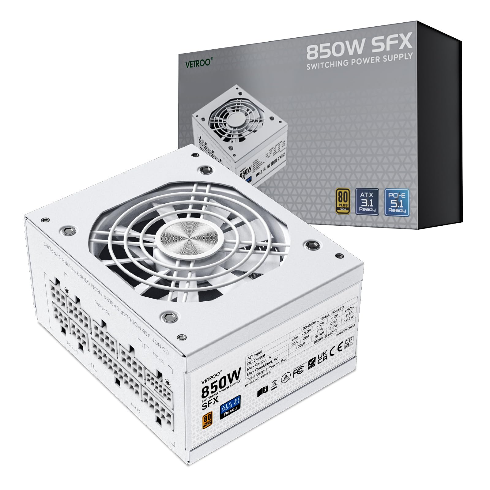 Amazon.com: Vetroo 850W SFX Power Supply ATX 3.1 & PCIE 5.1 Ready